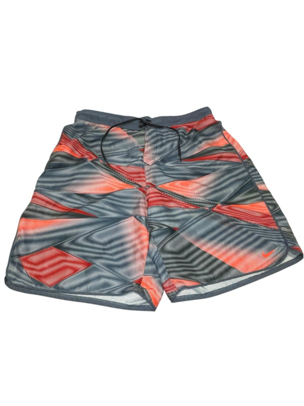 Nike Mens XXL Swim Trunks Gray Coral Red Peach Drawstring Board Shorts Beach